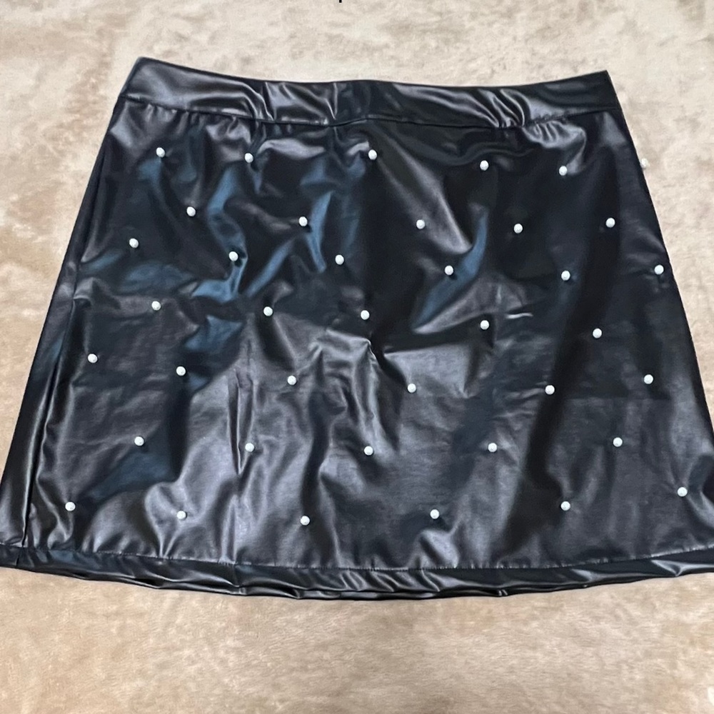 Pleather skirt with bead detailing